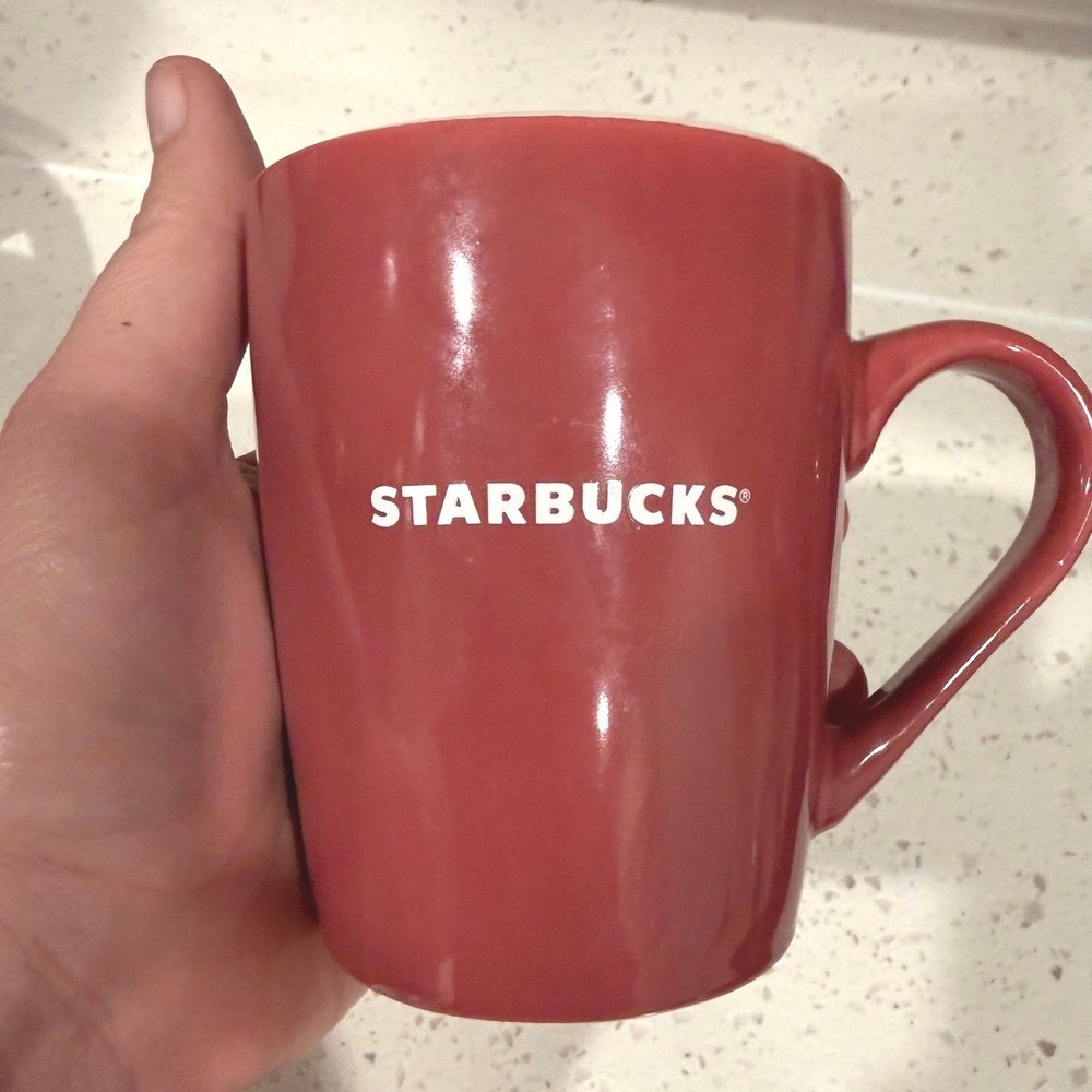 Starbucks Red Ceramic Coffee‎ Mug 10oz White Logo 2020 Nestle Glossy Red Cup